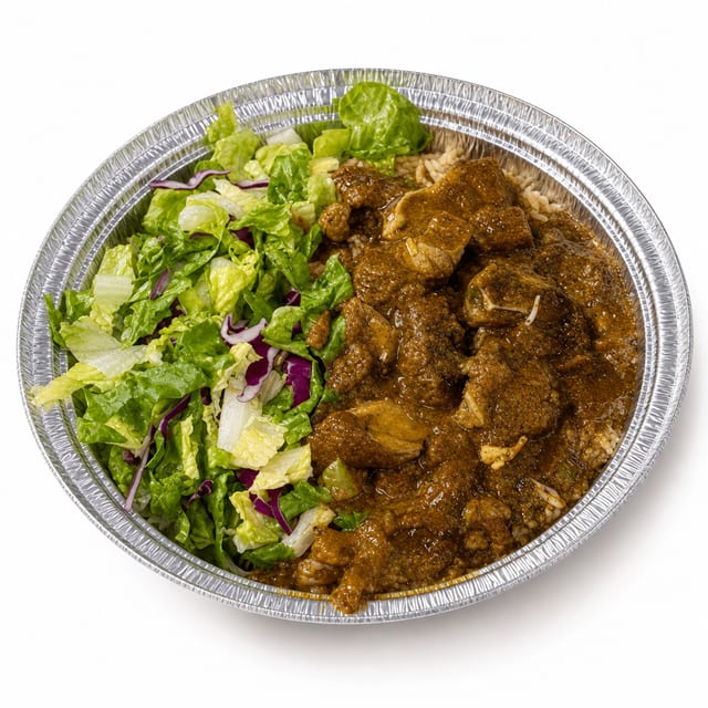 Goat Curry Over Rice.