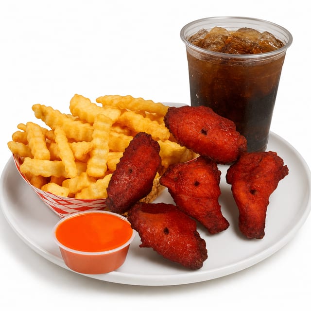 Wings with Fries and Soda.