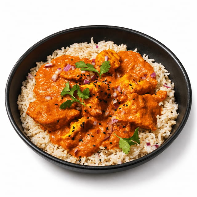 Chicken Tikka Masala Over Rice.