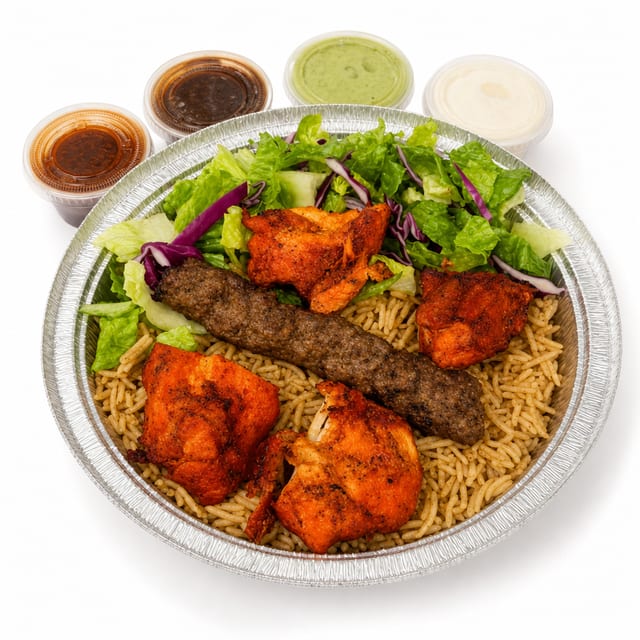 Kabob & Chicken Breast Platter.